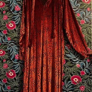 ASOS Orange Long Sleeve V-Neck Gown